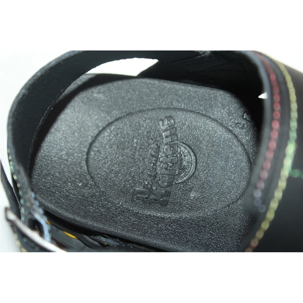NEW! Dr. Martens Black Sandals with Multicolor Fur - Picture 9 of 11